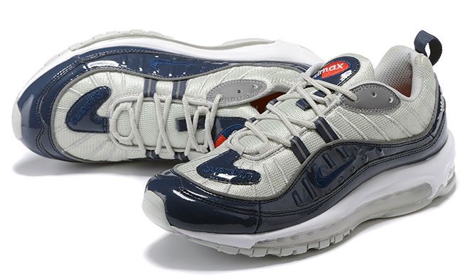 Nike Air Max 98 Supreme x Blue/White, белый, синий, кожа, текстиль, мужские, женские