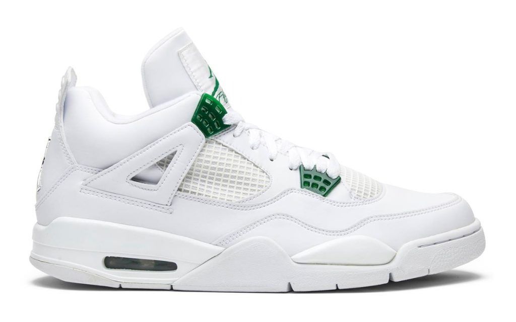 Nike Air Jordan 4  Green Metallic Whine, белый, кожа, текстиль, женские